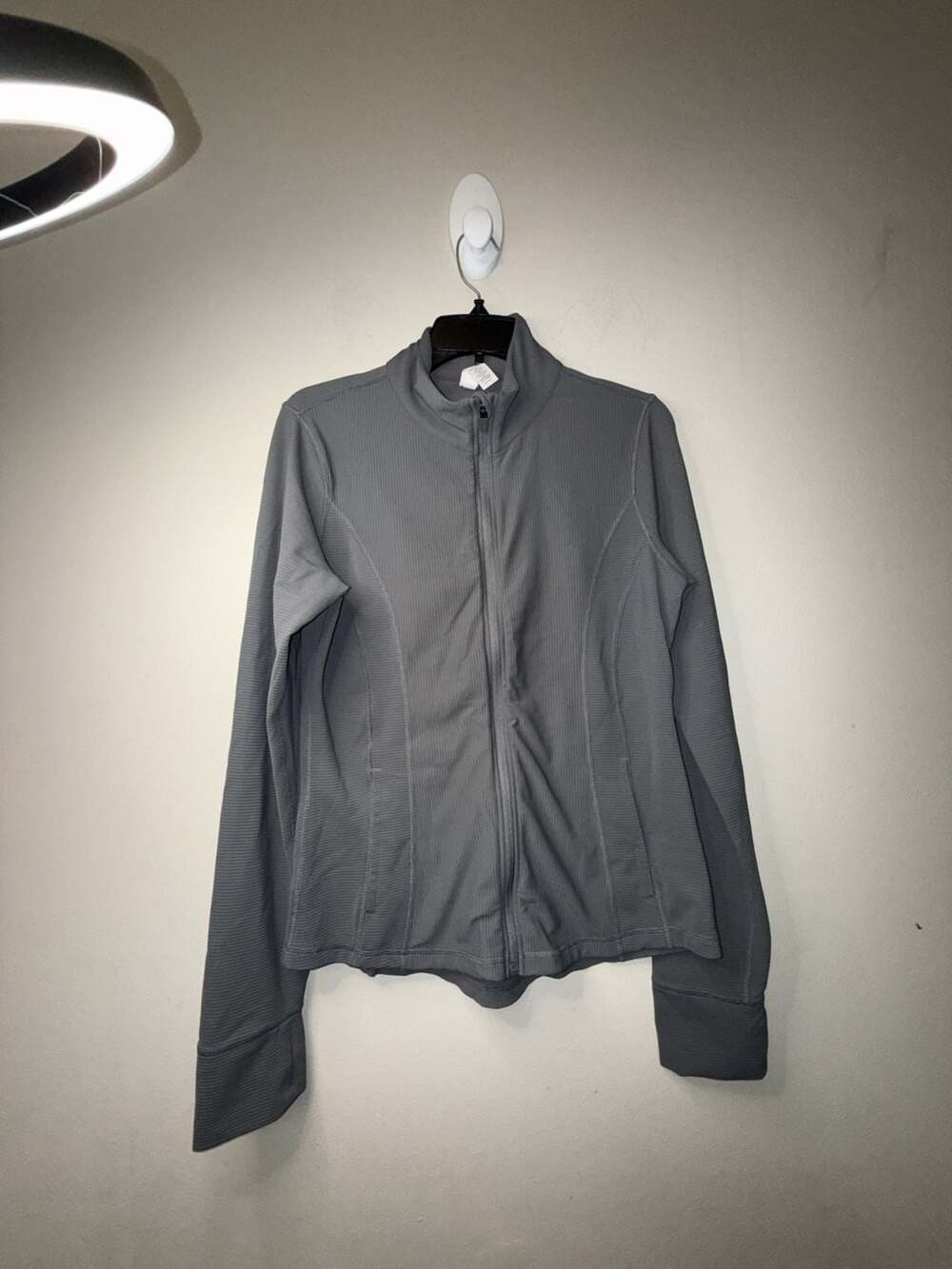 90 Degree by Reflex Interlink Ribbed Academy Full Zip Jacket Gray Size L